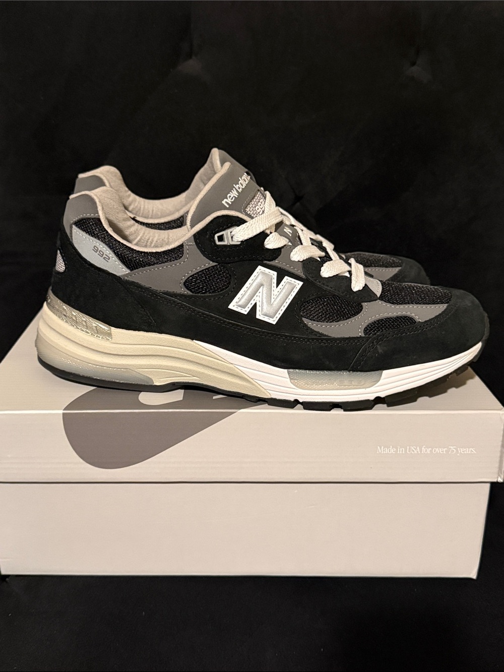New Balance Men's Black & Gray 992 Retro Running Sneakers